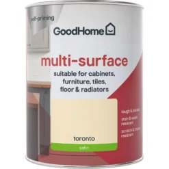 GoodHome Durable Toronto Satin Multi-surface Paint, 750ml -Rust-Oleum Shop goodhome durable toronto satin multi surface paint 750ml3663602585770 02c
