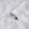 GoodHome Jatoba White Tree Silver Glitter Effect Textured Wallpaper