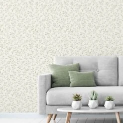 GoodHome Linton Sage Green Leaf Trail Woven Effect Textured Wallpaper -Rust-Oleum Shop goodhome linton sage green leaf trail woven effect textured wallpaper5059340410180 02i