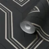 GoodHome Lisle Charcoal Geometric Metallic Effect Textured Wallpaper