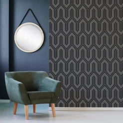 GoodHome Lisle Charcoal Geometric Metallic Effect Textured Wallpaper -Rust-Oleum Shop goodhome lisle charcoal geometric metallic effect textured wallpaper5059340410432 20i