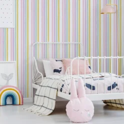 GoodHome Multi Striped Design Smooth Wallpaper -Rust-Oleum Shop goodhome multi striped design smooth wallpaper5059340446530 01i