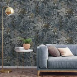 GoodHome Nivosa Navy Concrete Effect Textured Wallpaper -Rust-Oleum Shop goodhome nivosa navy concrete effect textured wallpaper5059340409863 01i