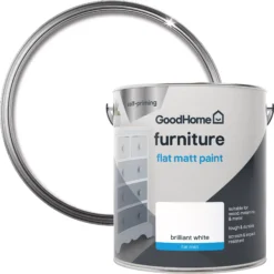 GoodHome North Pole (Brilliant White) Flat Matt Furniture Paint, 2L -Rust-Oleum Shop goodhome north pole brilliant white flat matt furniture paint 2l3663602578529 21c