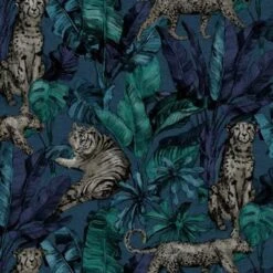 GoodHome Onax Teal Jungle Fabric Effect Textured Wallpaper -Rust-Oleum Shop goodhome onax teal jungle fabric effect textured wallpaper5059340409917 02c