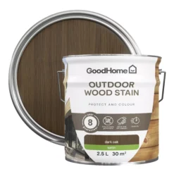 GoodHome Outdoor Dark Oak Satin Quick Dry Wood Stain, 2.5L