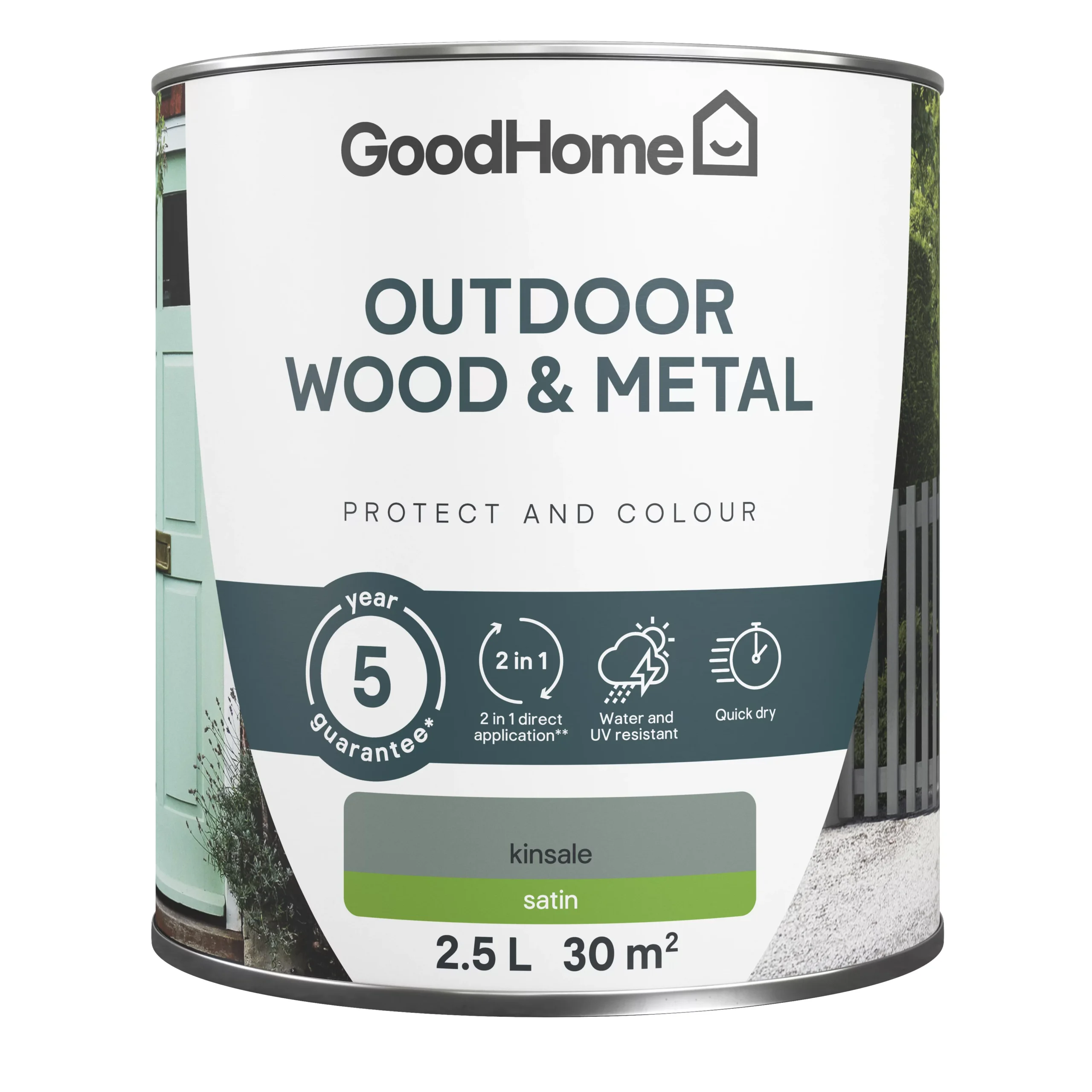 GoodHome Outdoor Kinsale Satinwood Multi-surface Paint, 2.5L 4 GoodHome Outdoor Kinsale Satinwood Multi-surface Paint, 2.5L - Image 2