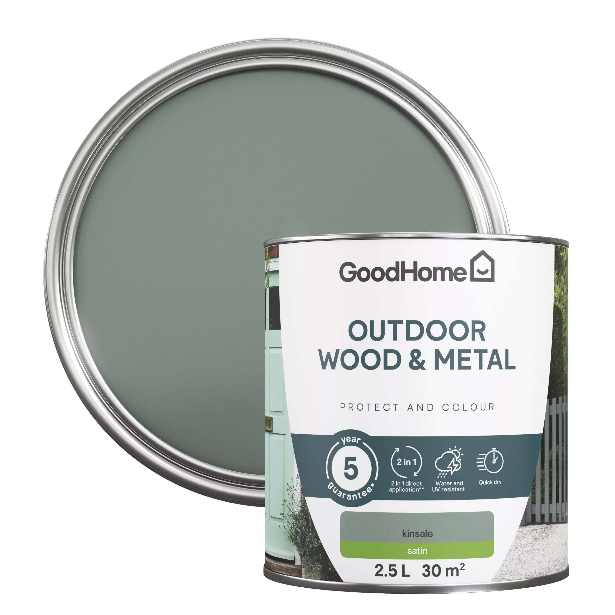 GoodHome Outdoor Kinsale Satinwood Multi-surface Paint, 2.5L 3 GoodHome Outdoor Kinsale Satinwood Multi-surface Paint, 2.5L
