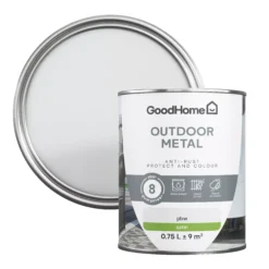 GoodHome Outdoor White Satinwood Exterior Metal Paint, 750ml Tin