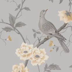 GoodHome Sandridge Grey & Yellow Floral Metallic Effect Smooth Wallpaper -Rust-Oleum Shop goodhome sandridge grey yellow floral metallic effect smooth wallpaper5059340433455 37c