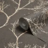 GoodHome Sudeley Brown Icy Tree Metallic Effect Textured Wallpaper