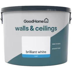 GoodHome Walls & Ceilings Brilliant White Vinyl Matt Emulsion Paint, 10L -Rust-Oleum Shop goodhome walls ceilings brilliant white vinyl matt emulsion paint 10l5059340232027 02c