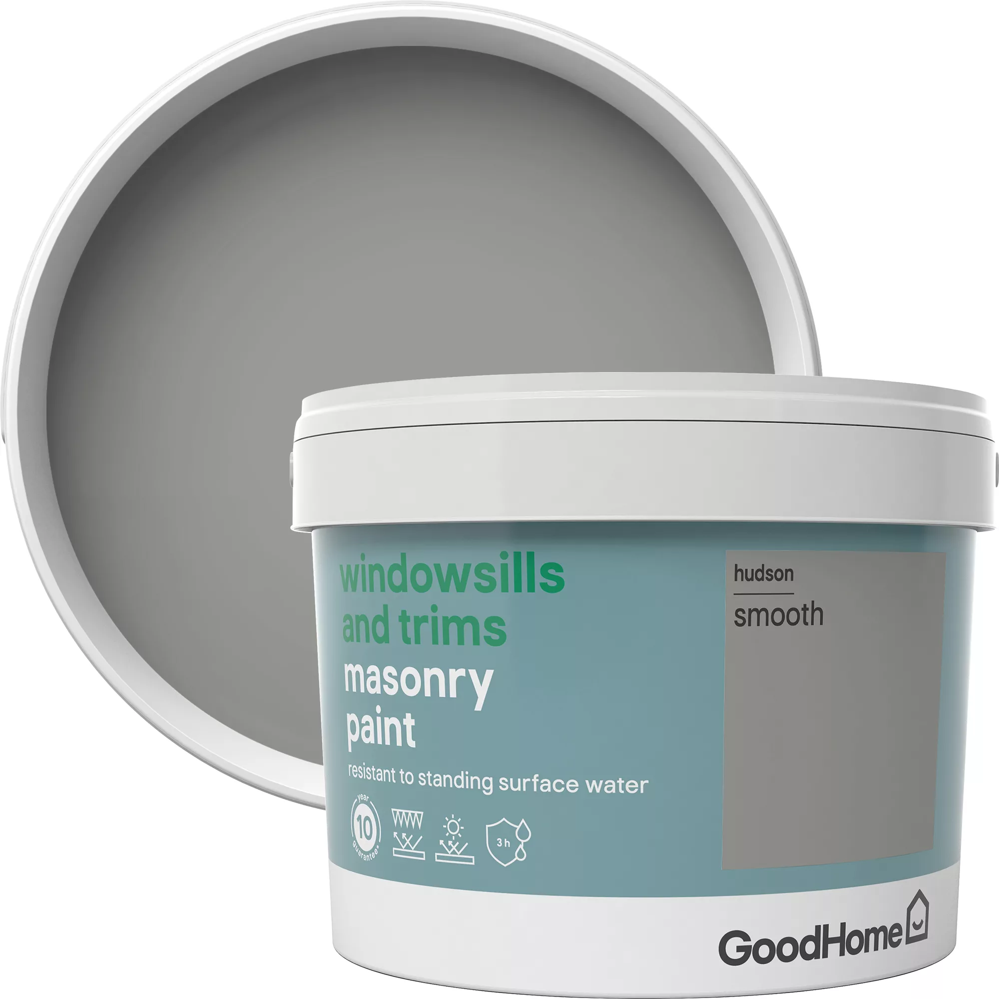 GoodHome Windowsills & Trims Hudson Smooth Matt Masonry Paint, 2.5L 3 GoodHome Windowsills & Trims Hudson Smooth Matt Masonry Paint, 2.5L