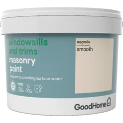GoodHome Windowsills & Trims Magnolia Smooth Matt Masonry Paint, 2.5L -Rust-Oleum Shop goodhome windowsills trims magnolia smooth matt masonry paint 2 5l3663602520603 08c bq