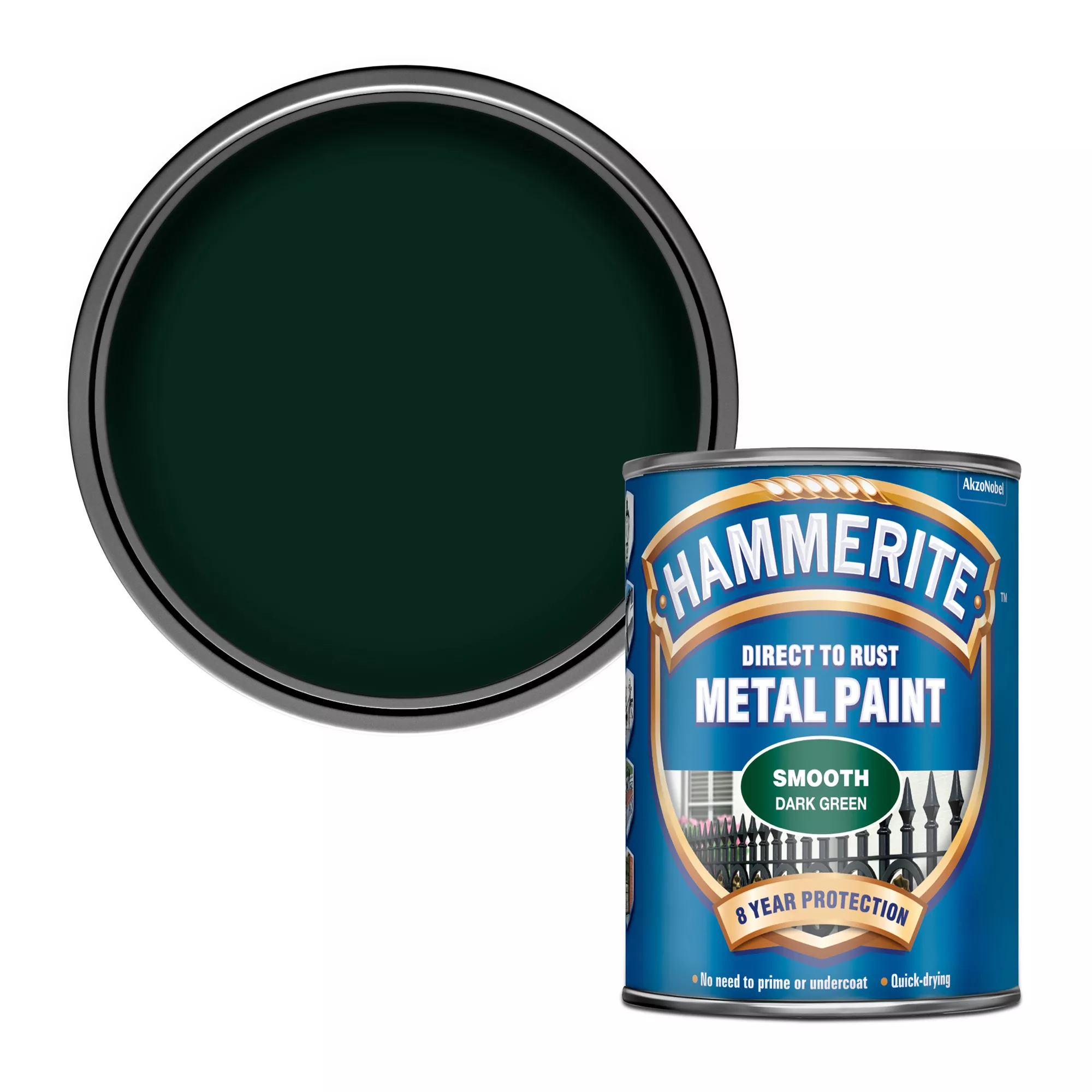 Hammerite Dark Green Gloss Metal Paint, 750ml 3 Hammerite Dark Green Gloss Metal Paint, 750ml