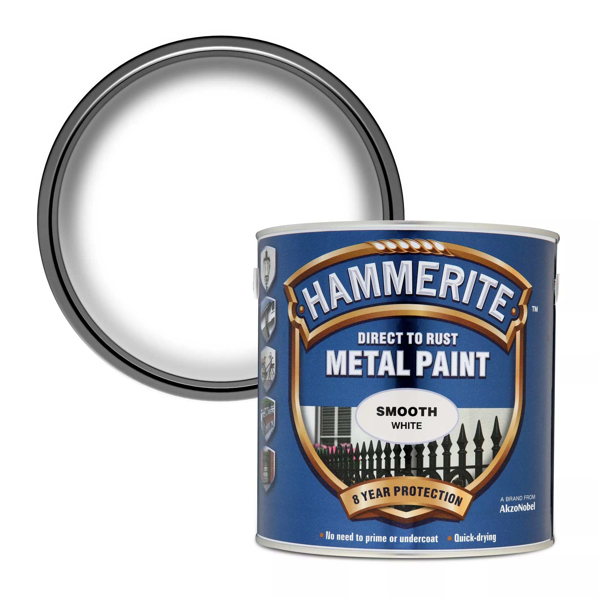 Hammerite White Gloss Metal Paint, 2.5L 3 Hammerite White Gloss Metal Paint, 2.5L