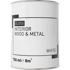 Interior White Gloss Metal & Wood Paint, 750ml