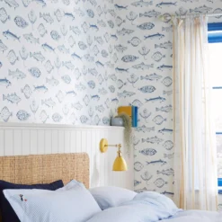 Joules Blue Fish Smooth Wallpaper -Rust-Oleum Shop joules blue fish smooth wallpaper5011583526424 20i bq
