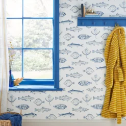 Joules Blue Fish Smooth Wallpaper -Rust-Oleum Shop joules blue fish smooth wallpaper5011583526424 21i bq