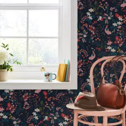 Joules Fields Edge Navy Floral Smooth Wallpaper -Rust-Oleum Shop joules fields edge navy floral smooth wallpaper5011583526844 20i bq