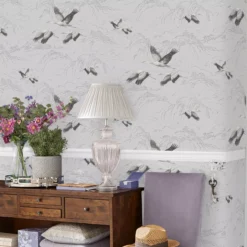 Laura Ashley Animalia Bird Silver Effect Smooth Wallpaper -Rust-Oleum Shop laura ashley animalia bird silver effect smooth wallpaper5011583468267 21i bq