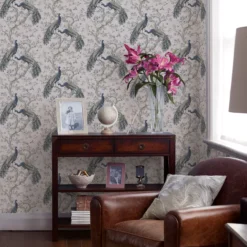 Laura Ashley Belvedere Midnight Peacock Smooth Wallpaper -Rust-Oleum Shop laura ashley belvedere midnight peacock smooth wallpaper5011583468359 21i bq