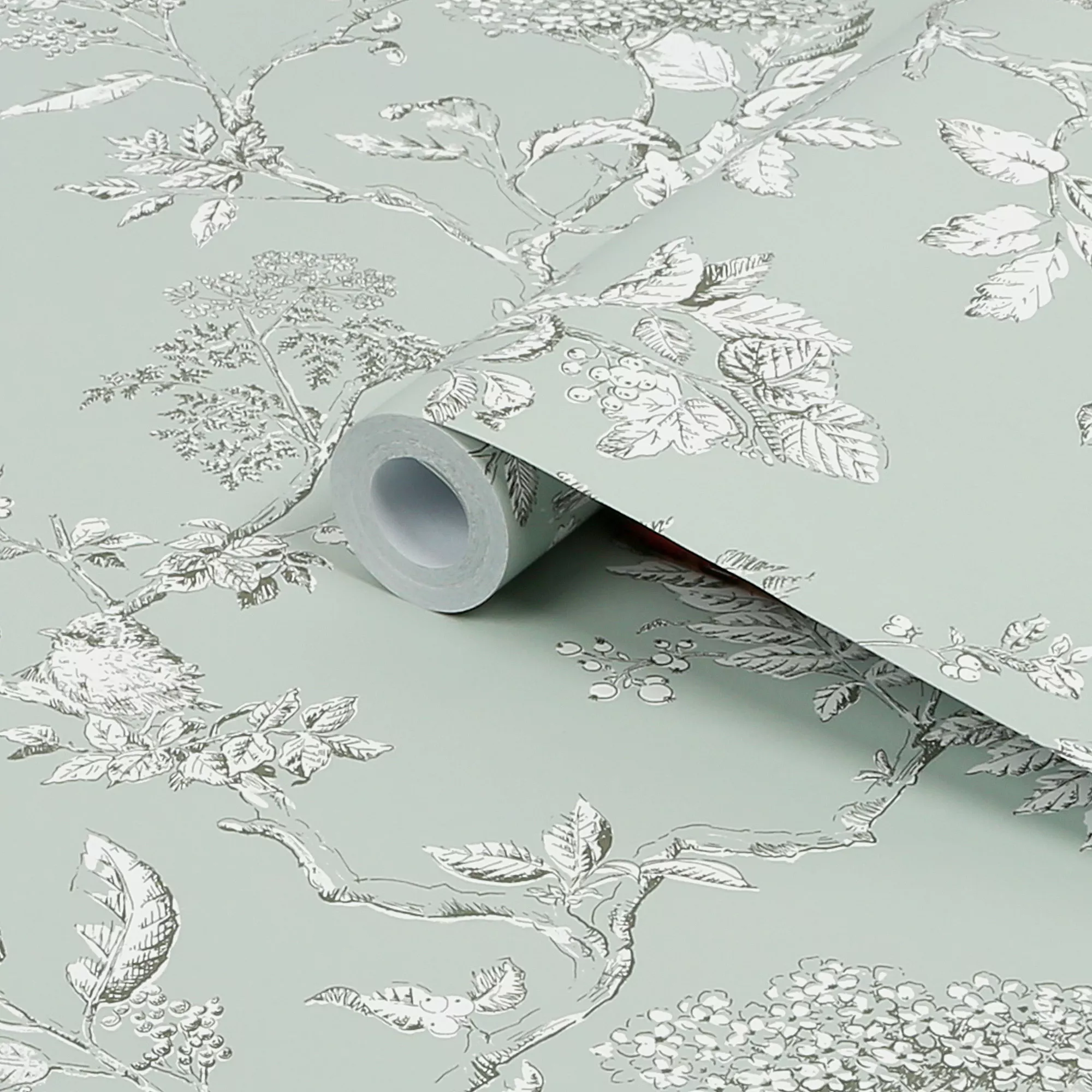 Laura Ashley Elderwood Duck Egg Floral Smooth Wallpaper 4 Laura Ashley Elderwood Duck Egg Floral Smooth Wallpaper - Image 2