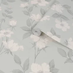 Laura Ashley Fleurir Smoke Green Floral Smooth Wallpaper -Rust-Oleum Shop laura ashley fleurir smoke green floral smooth wallpaper5011583487077 36c bq