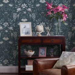 Laura Ashley Parterre Dark Seaspray Damask Smooth Wallpaper -Rust-Oleum Shop laura ashley parterre dark seaspray damask smooth wallpaper5011583468564 21i bq