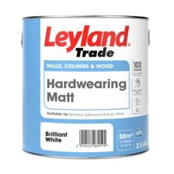 Leyland Trade Brilliant White Matt Emulsion Paint, 2.5L