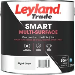 Leyland Trade Smart Light Grey Mid Sheen Multi-surface Paint, 2.5L -Rust-Oleum Shop leyland trade smart light grey mid sheen multi surface paint 2 5l5010426814650 02c bq