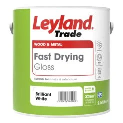 Leyland Trade White Gloss Metal & Wood Paint, 2.5L
