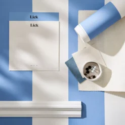 Lick Blue & White Painted Stripe 02 Smooth Wallpaper -Rust-Oleum Shop lick blue white painted stripe 02 smooth wallpaper5060932647822 05i bq