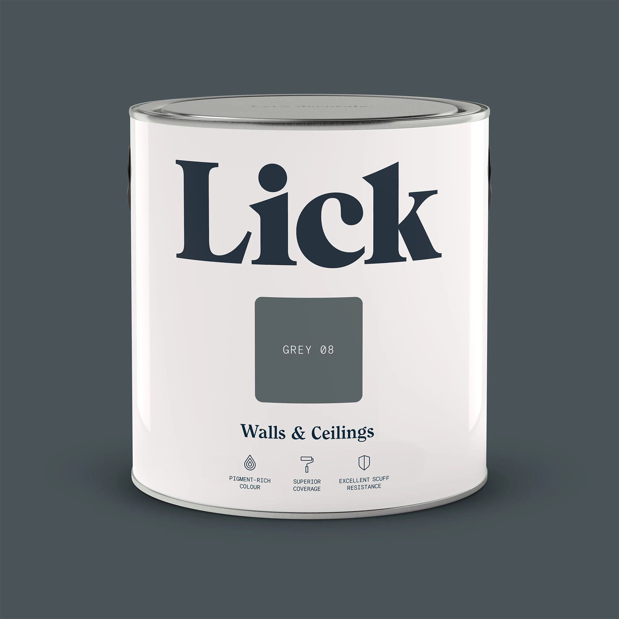 Lick Grey 08 Matt Emulsion Paint, 2.5L 4 Lick Grey 08 Matt Emulsion Paint, 2.5L - Image 2