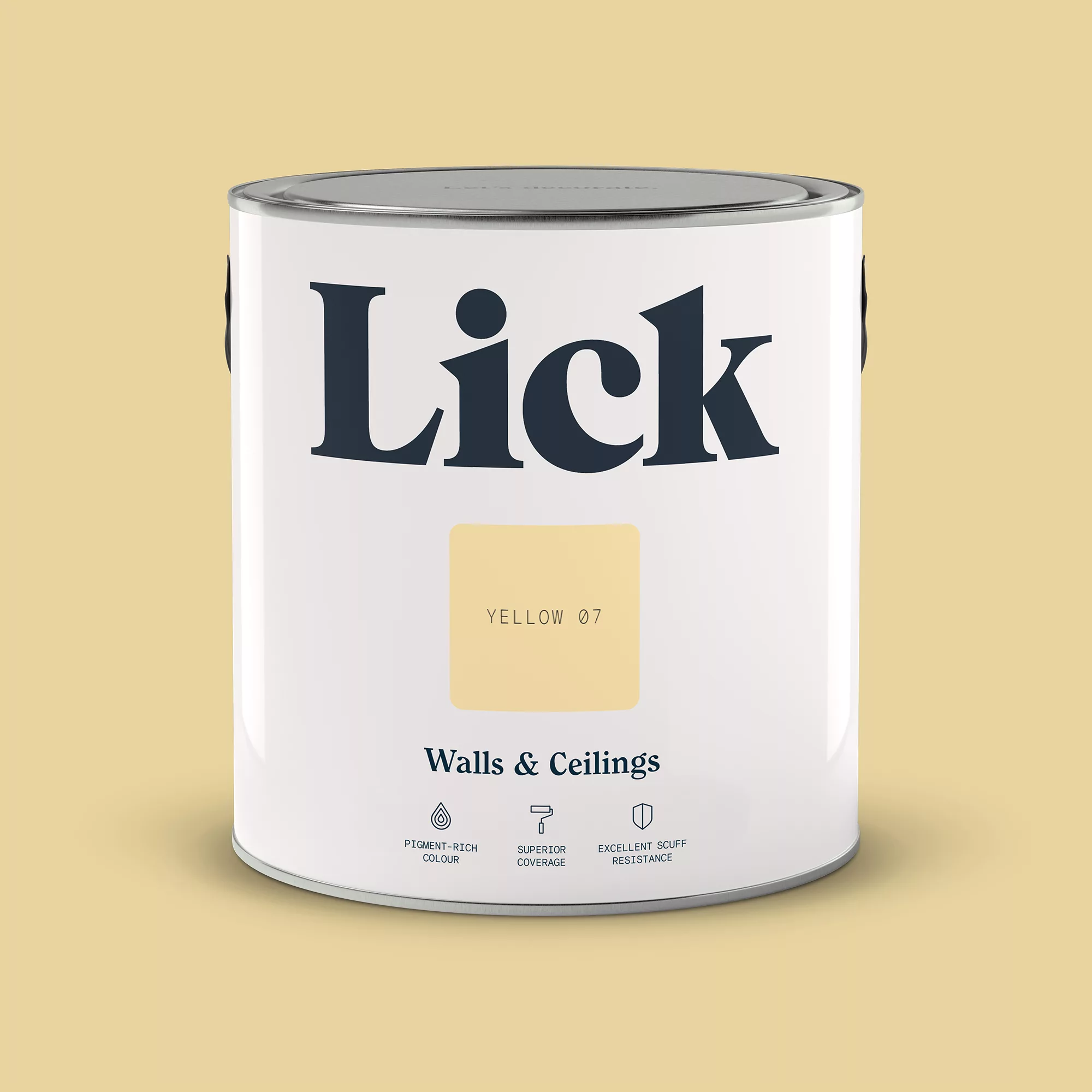 Lick Yellow 07 Matt Emulsion Paint, 2.5L 4 Lick Yellow 07 Matt Emulsion Paint, 2.5L - Image 2