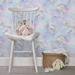 Lovoa Pink & Purple Unicorn Glitter Effect Smooth Wallpaper -Rust-Oleum Shop lovoa pink purple unicorn glitter effect smooth wallpaper3663602561644 04i bq