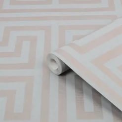 Next Metallic Greek Key Grey Metallic Effect Smooth Wallpaper