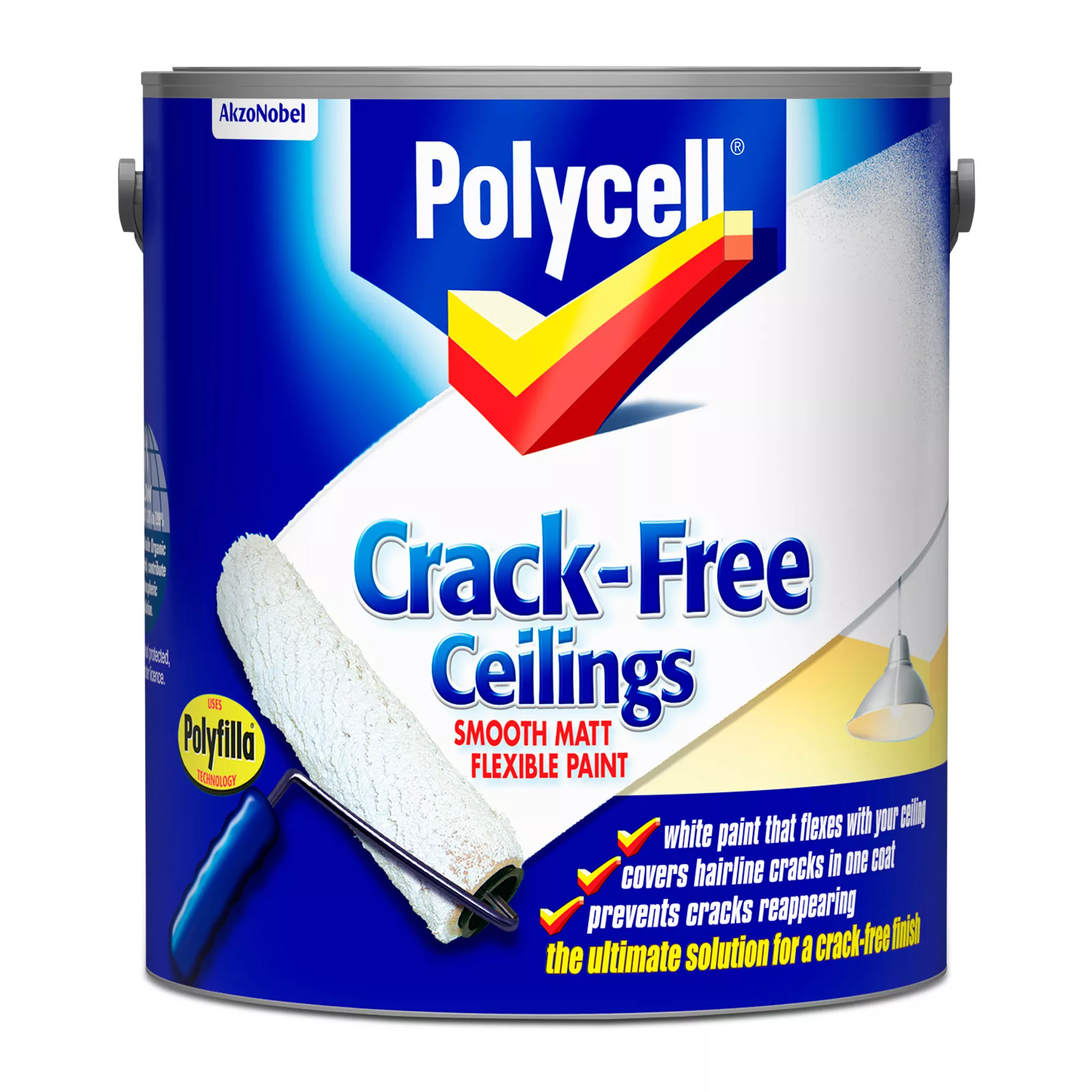 Polycell Crack Free White Matt Emulsion Paint, 2.5L 4 Polycell Crack Free White Matt Emulsion Paint, 2.5L - Image 2