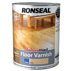 Ronseal Diamond Hard Clear Satin Floor Wood Varnish, 5L