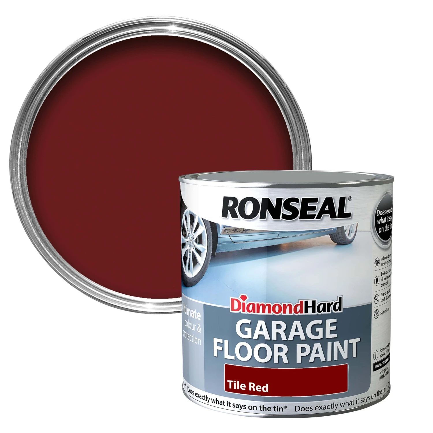 Ronseal Diamond Hard Tile Red Satinwood Garage Floor Paint, 2.5L 3 Ronseal Diamond Hard Tile Red Satinwood Garage Floor Paint, 2.5L