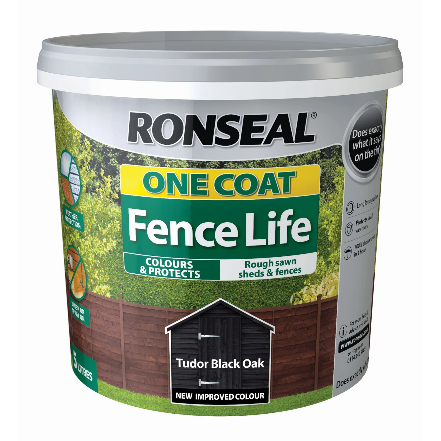 Ronseal One Coat Fence Life Tudor Black Oak Matt Fence & Shed Treatment, 5L 3 Ronseal One Coat Fence Life Tudor Black Oak Matt Fence & Shed Treatment, 5L