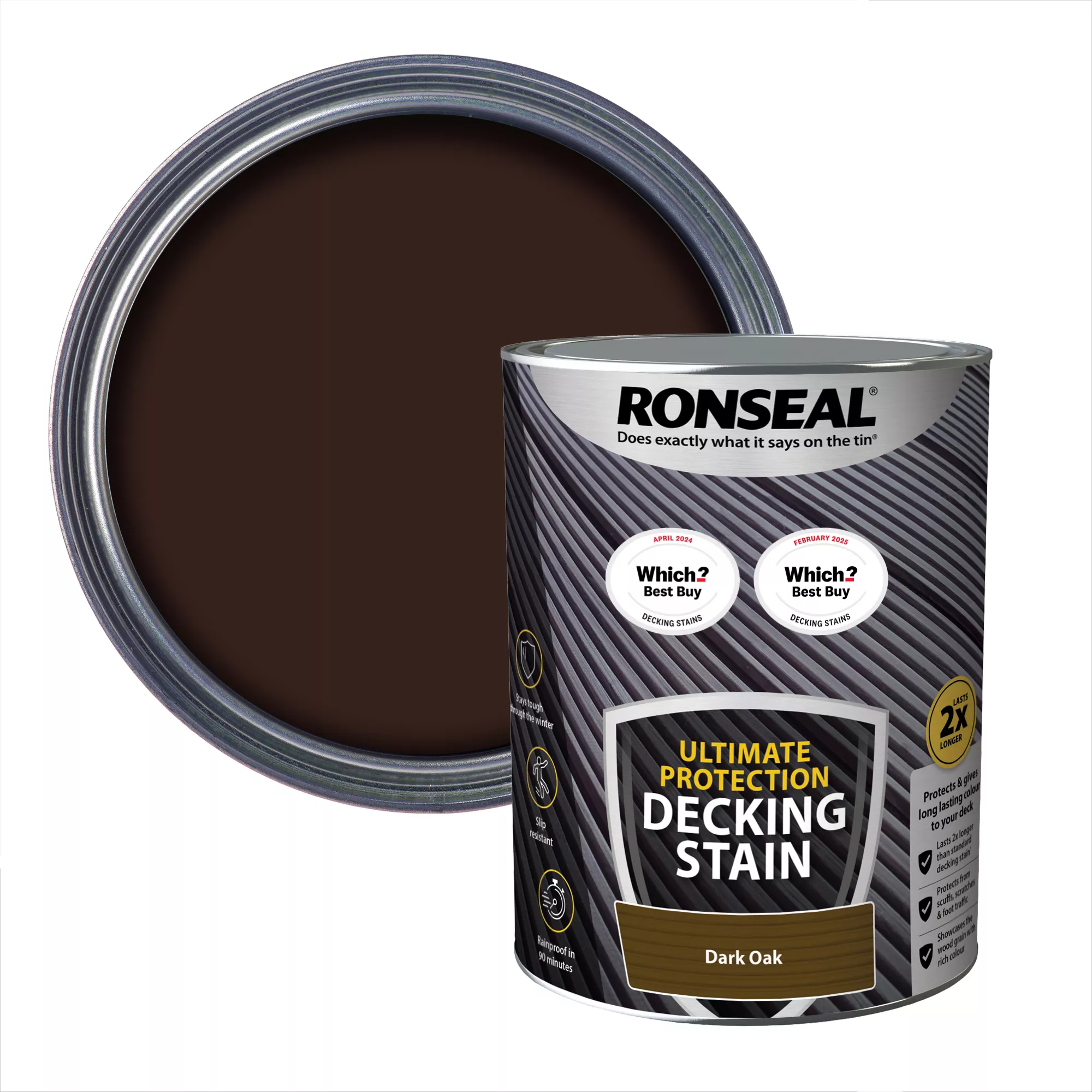 Ronseal Ultimate Protection Dark Oak Matt Decking Wood Stain, 5L 3 Ronseal Ultimate Protection Dark Oak Matt Decking Wood Stain, 5L