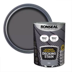 Ronseal Ultimate Protection Slate Matt Decking Wood Stain, 5L