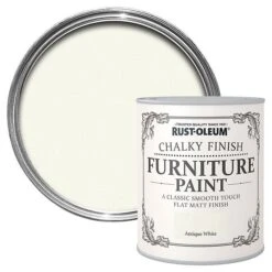 Rust-Oleum Antique White Chalky Effect Matt Furniture Paint, 750ml