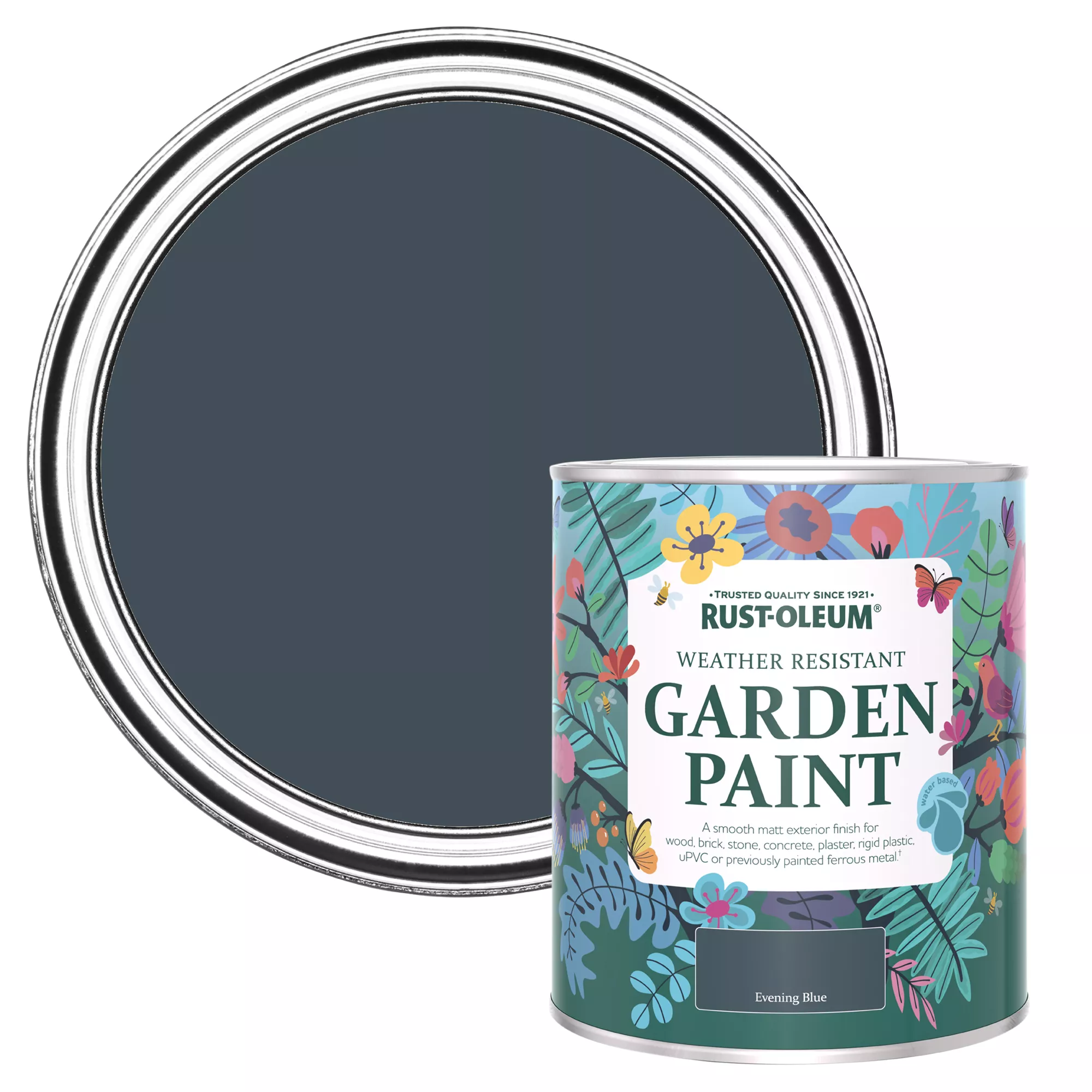 Rust-Oleum Garden Paint Evening Blue Matt Multi-surface Garden Paint, 750ml Tin 3 Rust-Oleum Garden Paint Evening Blue Matt Multi-surface Garden Paint, 750ml Tin