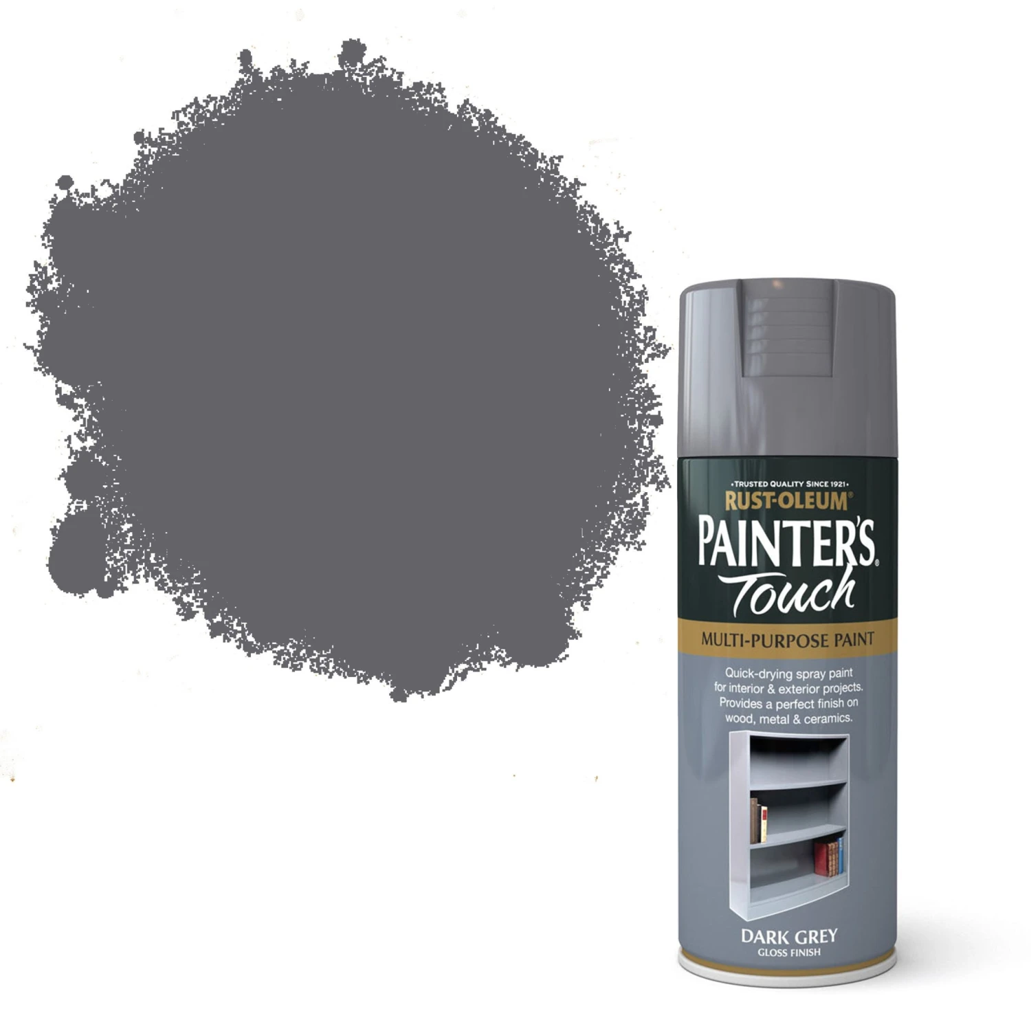 Rust-Oleum Painter's Touch Dark Grey Gloss Multi-surface Decorative Spray Paint, 400ml 3 Rust-Oleum Painter's Touch Dark Grey Gloss Multi-surface Decorative Spray Paint, 400ml