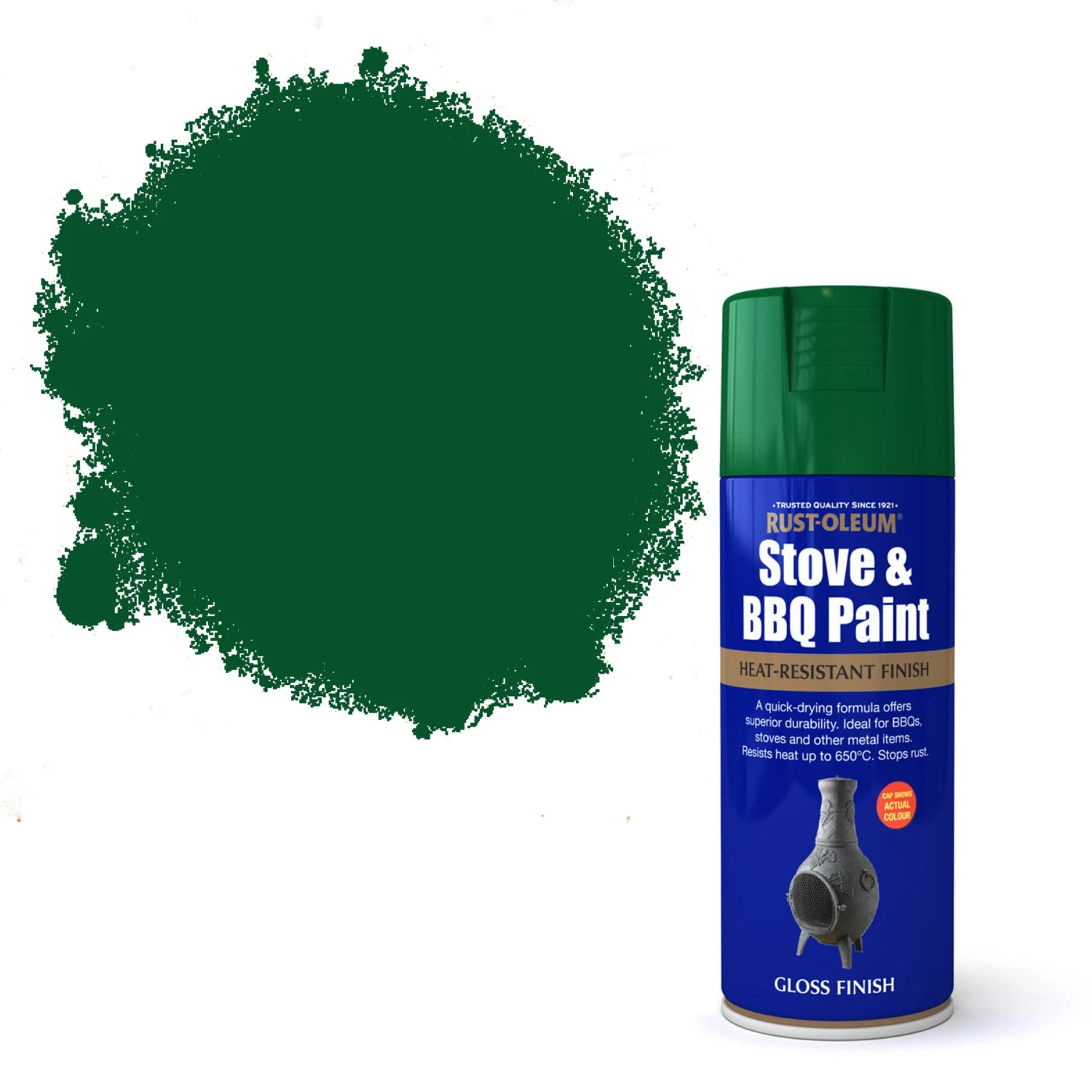 Rust-Oleum Stove & Bbq Green Matt Multi-surface Spray Paint, 400ml 3 Rust-Oleum Stove & Bbq Green Matt Multi-surface Spray Paint, 400ml