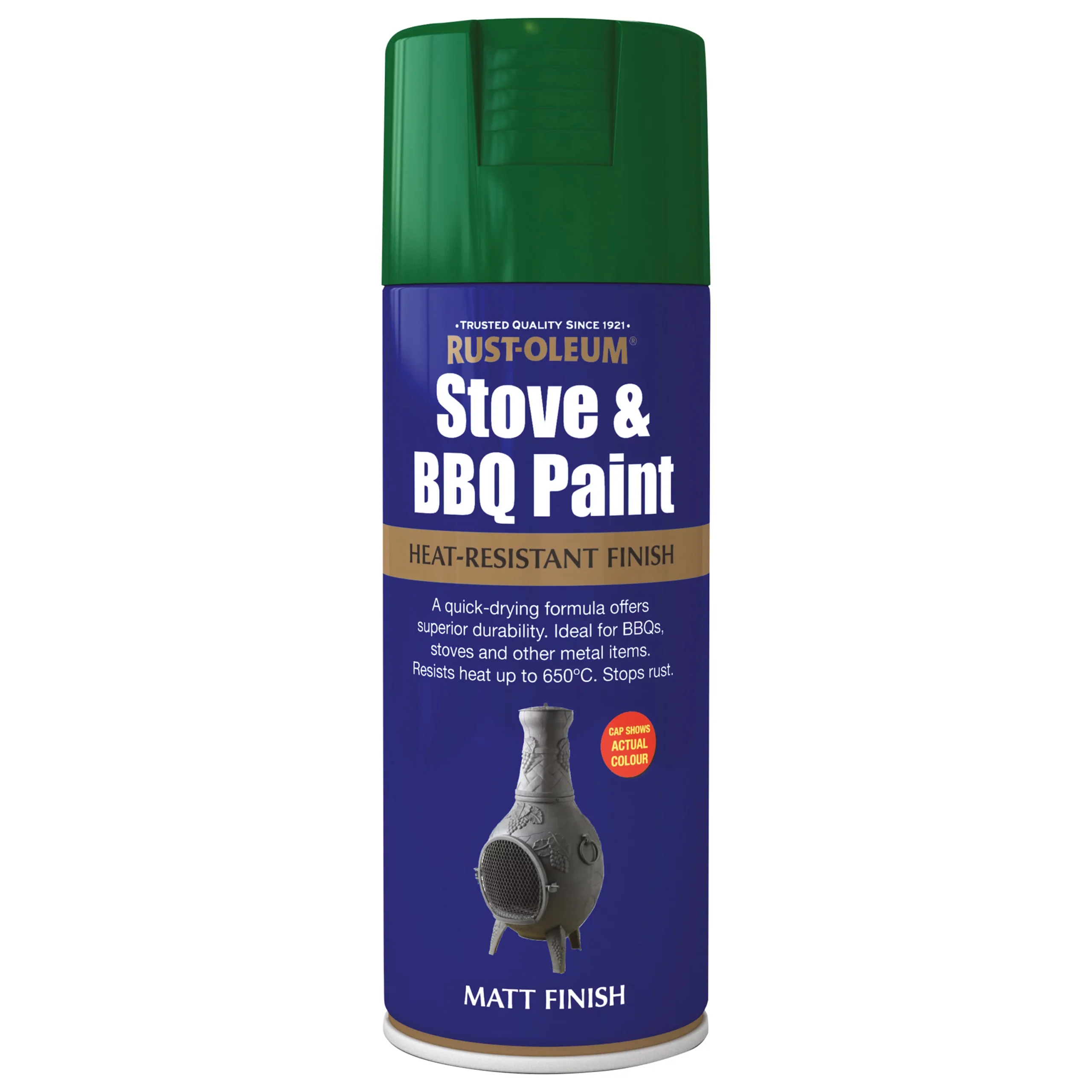 Rust-Oleum Stove & Bbq Green Matt Multi-surface Spray Paint, 400ml 4 Rust-Oleum Stove & Bbq Green Matt Multi-surface Spray Paint, 400ml - Image 2