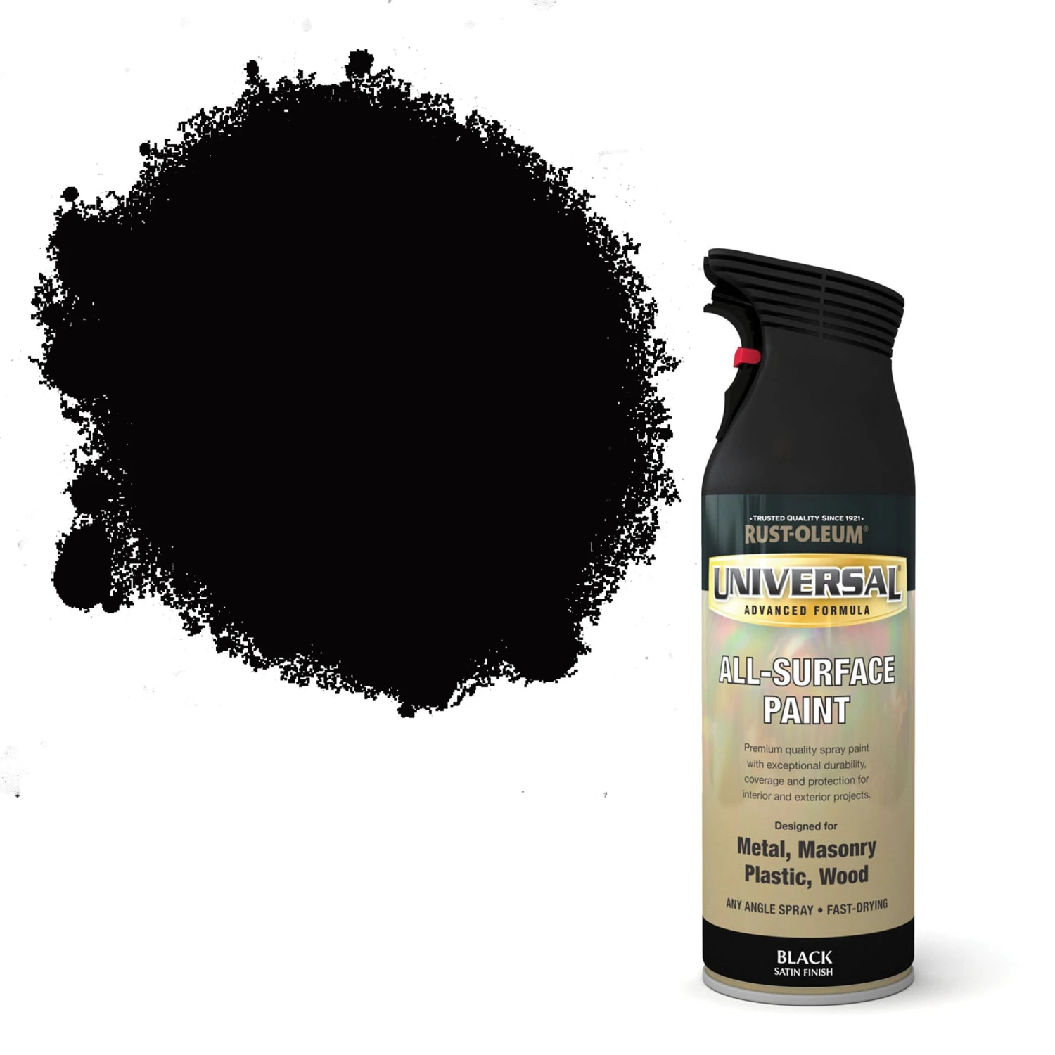 Rust-Oleum Universal Black Satinwood Multi-surface Spray Paint, 400ml 3 Rust-Oleum Universal Black Satinwood Multi-surface Spray Paint, 400ml