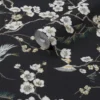Sublime Japan Black & Green Floral Metallic Effect Smooth Wallpaper